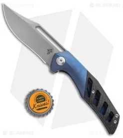APurvis Blades Primordial Knife Blue Ti/Carbon Fiber (3.25" Bead Blast) -Knife Shop APurvis Blades Primordial Blue Ti CF BB BHQ 92268 jr bottlecap