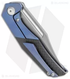 APurvis Blades Primordial Knife Blue Ti/Carbon Fiber (3.25" Bead Blast) -Knife Shop APurvis Blades Primordial Blue Ti CF BB BHQ 92268 jr side