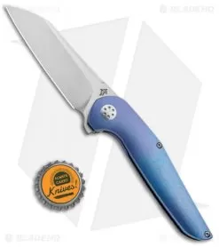 APurvis Blades Progeny Blue Titanium Frame Lock Flipper Knife (3.25" Stonewash) -Knife Shop APurvis Blades Progeny Blue Ti FL SW BHQ 94408 jr bottlecap