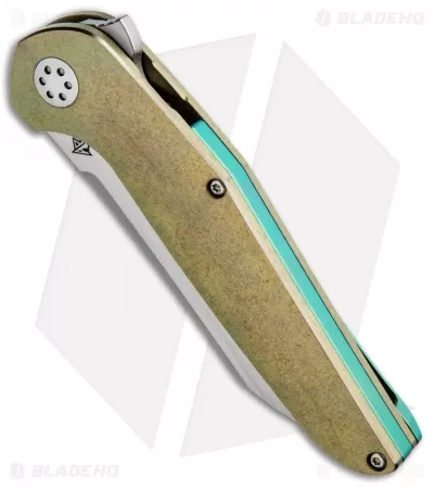 APurvis Blades Progeny Gold Titanium Frame Lock Flipper Knife (3.25" Stonewash) 2 APurvis Blades Progeny Gold Titanium Frame Lock Flipper Knife (3.25" Stonewash) - Image 2