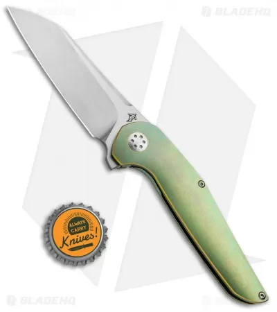 APurvis Blades Progeny Green Titanium Frame Lock Flipper Knife (3.25" Stonewash) 4 APurvis Blades Progeny Green Titanium Frame Lock Flipper Knife (3.25" Stonewash) - Image 4