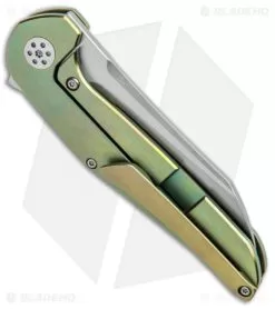 APurvis Blades Progeny Green Titanium Frame Lock Flipper Knife (3.25" Stonewash) 6 APurvis Blades Progeny Green Titanium Frame Lock Flipper Knife (3.25" Stonewash) -Knife Shop APurvis Blades Progeny Green Ti FL SW BHQ 91228 jr side