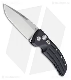 Hogue Knives EX-A01 Drop Point Automatic Knife Black Aluminum (3.5" Stonewash)