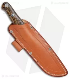 Bark River Bushcrafter Fixed Blade Knife Bocote (3.875" Satin) -Knife Shop Bark River Bushcrafter Jimped Bocote Satin BHQ 25092 jr sheath