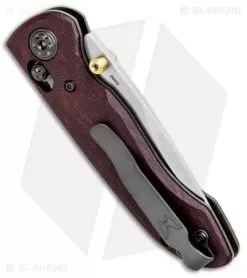 Benchmade Foray Limited Ed. AXIS Lock Knife Red Micarta (3.24" Satin ) 698-1901 -Knife Shop Benchmade Foray Limited Edition Ed AXIS Lock Red Micarta Satin 698 1901 BHQ 97136 jr side