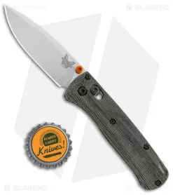 Flytanium Crossfade Black Micarta + Benchmade Mini Bugout Knife (3" Satin) -Knife Shop Benchmade Mini Bugout Knife Flytanium Crossfade Black Canvas Micarta Satin BHQ 153445 jr bottlecap
