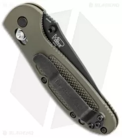 Benchmade Mini Griptilian OD Green Tanto Knife (2.91" Black Serr) 557SBKOD -Knife Shop Benchmade Mini Griptilian AXIS OD Green Tanto Black Serr 557SBKOD BHQ 112500 jr side