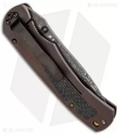 Benchmade Pinnacle Gold Class Knife W/ Damascus Blade & Titanium Handle 750-101 -Knife Shop Benchmade Pinnacle Gold Class 750 101 Ti Damascus 3 BHQ 7054 jr side