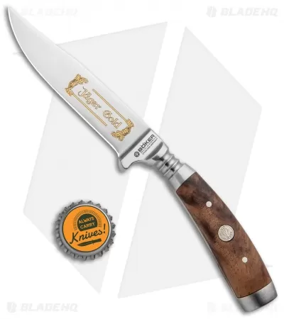 Boker Jager Gold Gobec Nicker Fixed Blade Knife Walnut Wood (4" Satin) 122532 4 Boker Jager Gold Gobec Nicker Fixed Blade Knife Walnut Wood (4" Satin) 122532 - Image 4