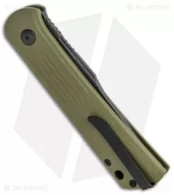 Boker Lundquist Alluvial Automatic Knife OD Green (3" Black SW) -Knife Shop Boker Lundquist Alluvial Auto OD Green Aluminum Black SW BHQ 125069 jr side