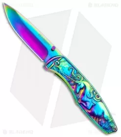 Boker Magnum Anna's Rainbow Unicorn Frame Lock Knife (3.5" Spectrum) 01MB231