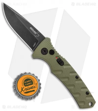Boker Mini Strike Automatic Knife OD Green Aluminum (2.6" Smokewash D2) 4 Boker Mini Strike Automatic Knife OD Green Aluminum (2.6" Smokewash D2) - Image 4
