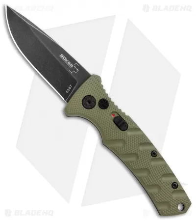Boker Mini Strike Automatic Knife OD Green Aluminum (2.6" Smokewash D2) 1 Boker Mini Strike Automatic Knife OD Green Aluminum (2.6" Smokewash D2)