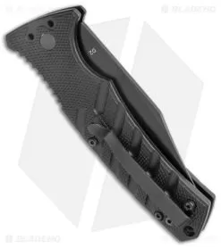 Boker Plus Strike Bowie Automatic Knife Black (3.25" Black ) -Knife Shop Boker Plus Strike Bowie Auto Black Black BHQ 125300 jr side