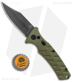 Boker Plus Strike Bowie Automatic Knife OD Green (3.25" Black SW) -Knife Shop Boker Plus Strike Bowie Auto OD Green Black Wash BHQ 125301 jr bottlecap