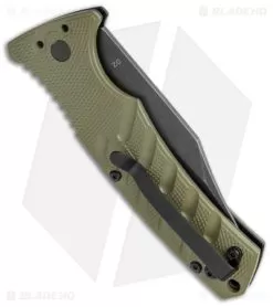 Boker Plus Strike Bowie Automatic Knife OD Green (3.25" Black SW) -Knife Shop Boker Plus Strike Bowie Auto OD Green Black Wash BHQ 125301 jr side