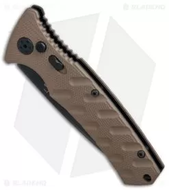 Boker Plus Strike Tanto Automatic Coyote Brown (3.25" Black SW Serr) 01BO425N -Knife Shop Boker Plus Strike Tanto Coyote Brown black sw serr BHQ 67885 er spine