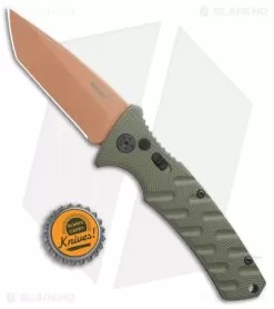 Boker Strike Tanto Desert Warrior Automatic Knife OD Green (3.25" Copper D2) -Knife Shop Boker Plus Strike Tanto Desert Warrior OD Green copper BHQ 68520 jr bottlecap