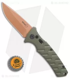 Boker Strike Desert Warrior Automatic Knife OD Green (3.25" D2 Copper) 12 Boker Strike Desert Warrior Automatic Knife OD Green (3.25" D2 Copper) -Knife Shop Boker Strike drop point Desert Warrior OD Green copper BHQ 70998 er bottlecap