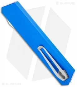 Boker USA Kwaiken OTF Automatic Knife Blue Aluminum (3.4" Satin) 06EX550 -Knife Shop Boker USA Kwaiken OTF Auto Blue Aluminum SW 06EX550 BHQ 115742 jr side