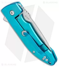 Bradford Knives Guardian3 Flipper G3F Knife Titanium Turquoise (3" Stonewash) -Knife Shop Bradford Knives Guardian3 Flipper G3F Ti Turquoise SW BHQ 96302 jr side