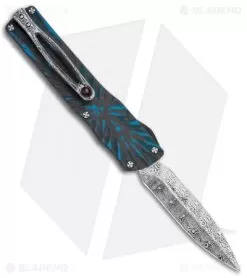 Brian Tighe Custom Small Twist Tighe Dagger OTF Blue Fat CF (2.75" Damasteel)