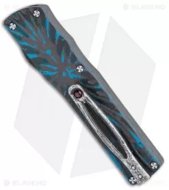 Brian Tighe Custom Small Twist Tighe Dagger OTF Blue Fat CF (2.75" Damasteel) 8 Brian Tighe Custom Small Twist Tighe Dagger OTF Blue Fat CF (2.75" Damasteel) -Knife Shop Brian Tighe Custom Small Twist Tighe Dagger OTF Blue Fat Carbon Damasteel BHQ 115792 jr side