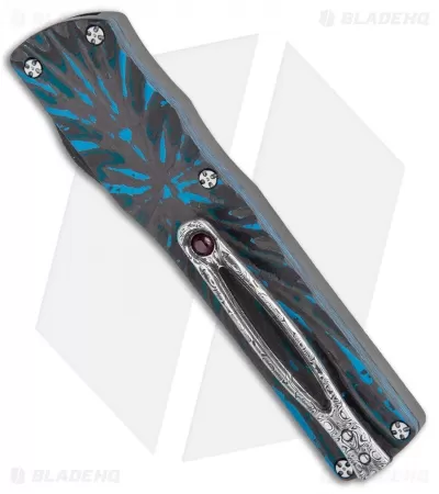 Brian Tighe Custom Small Twist Tighe Dagger OTF Blue Fat CF (2.75" Damasteel) 4 Brian Tighe Custom Small Twist Tighe Dagger OTF Blue Fat CF (2.75" Damasteel) - Image 4