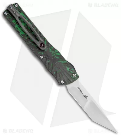 Brian Tighe Custom Small Twist Tighe Tanto OTF Green Fat CF (2.75" Satin) 1 Brian Tighe Custom Small Twist Tighe Tanto OTF Green Fat CF (2.75" Satin)