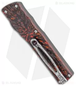 Brian Tighe Custom Small Twist Tighe Tanto OTF Red Fat CF (2.75" Damasteel) 8 Brian Tighe Custom Small Twist Tighe Tanto OTF Red Fat CF (2.75" Damasteel) -Knife Shop Brian Tighe Custom Small Twist Tighe Tanto OTF Red Fat Carbon Damasteel BHQ 115795 jr side