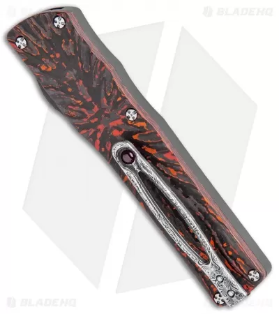 Brian Tighe Custom Small Twist Tighe Tanto OTF Red Fat CF (2.75" Damasteel) 4 Brian Tighe Custom Small Twist Tighe Tanto OTF Red Fat CF (2.75" Damasteel) - Image 4