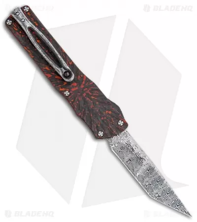 Brian Tighe Custom Small Twist Tighe Tanto OTF Red Fat CF (2.75" Damasteel) 1 Brian Tighe Custom Small Twist Tighe Tanto OTF Red Fat CF (2.75" Damasteel)