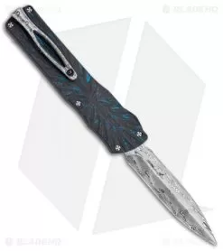 Brian Tighe Custom Twist Tighe Dagger OTF Blue Fat CF (3.75" Damasteel)
