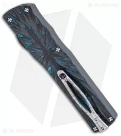Brian Tighe Custom Twist Tighe Dagger OTF Blue Fat CF (3.75" Damasteel) -Knife Shop Brian Tighe Custom Twist Tighe Dagger Blue Fat Carbon Damasteel BHQ 115801 jr side