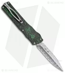 Brian Tighe Custom Twist Tighe Dagger OTF Green Fat CF (3.75" Damasteel)