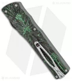 Brian Tighe Custom Twist Tighe Dagger OTF Green Fat CF (3.75" Damasteel) -Knife Shop Brian Tighe Custom Twist Tighe Dagger Green Fat Carbon Damasteel BHQ 115800 jr side