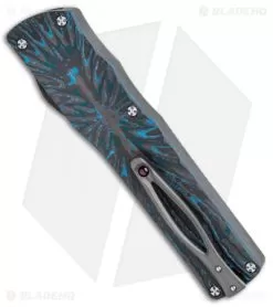 Brian Tighe Custom Twist Tighe Tanto OTF Blue Fat Carbon Fiber (3.75" Satin) -Knife Shop Brian Tighe Custom Twist Tighe Tanto Blue Fat Carbon Hand Satin BHQ 115786 jr side