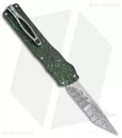 Brian Tighe Custom Twist Tighe Tanto OTF Green Fat CF (3.75" Damasteel)