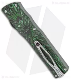 Brian Tighe Custom Twist Tighe Tanto OTF Green Fat CF (3.75" Damasteel) -Knife Shop Brian Tighe Custom Twist Tighe Tanto Green Fat Carbon Damasteel BHQ 115798 jr side