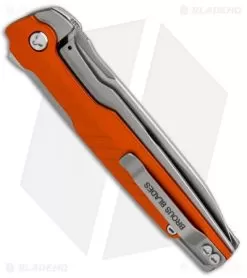 Brous Blades Icon Liner Lock Flipper Knife Orange (3.25" Stonewash) -Knife Shop Brous Blades Icon LL Flipper Orange SW BHQ 85417 jr side