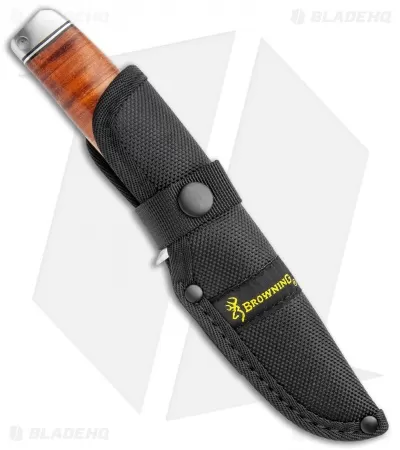 Browning Out Last Fixed Blade Knife Brown Leather (4" Satin) 3 Browning Out Last Fixed Blade Knife Brown Leather (4" Satin) - Image 3