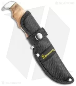 Browning Skinner Fixed Blade Brown Burl Wood (3.75" Satin) -Knife Shop Browning Skinner Brown Burl Wood Satin BHQ 40856 jr sheath