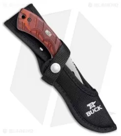 Buck Knives Buck 536 Open Season Guthook Fixed Blade Knife Red Wood (4.5" Satin) 0536RWG -Knife Shop Buck 536 Open Season Guthook Red Wood Satin 0536RWG BHQ 79548 jr sheath