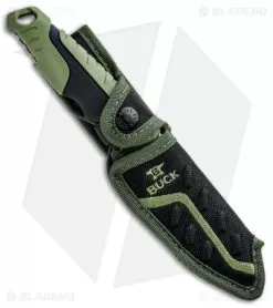 Buck Knives Buck Pursuit Large Guthook Fixed Blade Knife Green GFN (4.5" Satin) 0657GRG -Knife Shop Buck Pursuit Large Guthook Green GFN Satin 0657GRG BHQ 92941 jr sheath