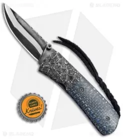 Burr Oak Knives C-MO Full Dress Knife Blue LSCF/Zombie Damascus (2.6" San Mai) -Knife Shop Burr Oak Knives C MO Full Dress Blue LSCF Zombie Damascus San Mai BHQ 77697 jr bottlecap