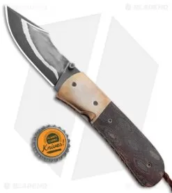 Burr Oak Knives Harpoon Mini Knife Snakeskin Micarta/Bronze (3" San Mai) -Knife Shop Burr Oak Knives Harpoon Mini Knife Snakeskin Micarta Bronze San Mai BHQ 99350 kp bottle cap