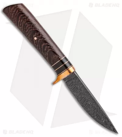 Burr Oak Knives Hunter Fixed Blade Knife Copper/Wenge (3.9" Damascus) 2 Burr Oak Knives Hunter Fixed Blade Knife Copper/Wenge (3.9" Damascus) - Image 2