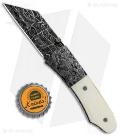Burr Oak Knives Mini Combat Utility Knife Walrus Ivory (2.5" Mosaic Damascus) -Knife Shop Burr Oak Knives Mini Combat Utility Knife Walrus Ivory Mosiac Damascus BHQ 85805 jr bottlecap