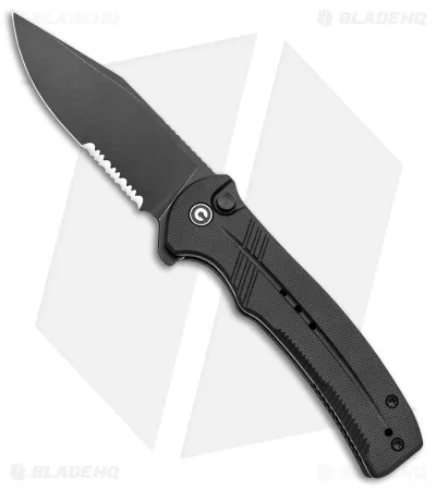 CIVIVI Cogent Button Lock Flipper Knife Black G-10 (3.5" Black Serr) C20038E-1 1 CIVIVI Cogent Button Lock Flipper Knife Black G-10 (3.5" Black Serr) C20038E-1