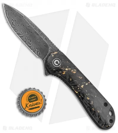 CIVIVI Elementum Liner Lock Knife Gold Shred Carbon Fiber (2.9" Damascus) 4 CIVIVI Elementum Liner Lock Knife Gold Shred Carbon Fiber (2.9" Damascus) - Image 4